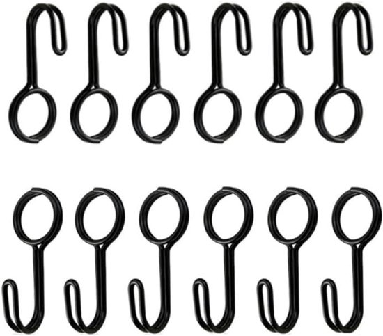 12 Pcs Spiral Wire Hooks Spiral Hooks Elastic Spiral Hooks Black Hooks with Eyelet, Universal Hooks Elastic Rope Hooks - ShopVlot