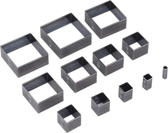 12 Stks Vierkanten Leer Snijmal, Meerdere Maten Gelegeerd Staal Stanssnijder Scherpe Randen Voor Stof Klei Rubber 5-60 Mm