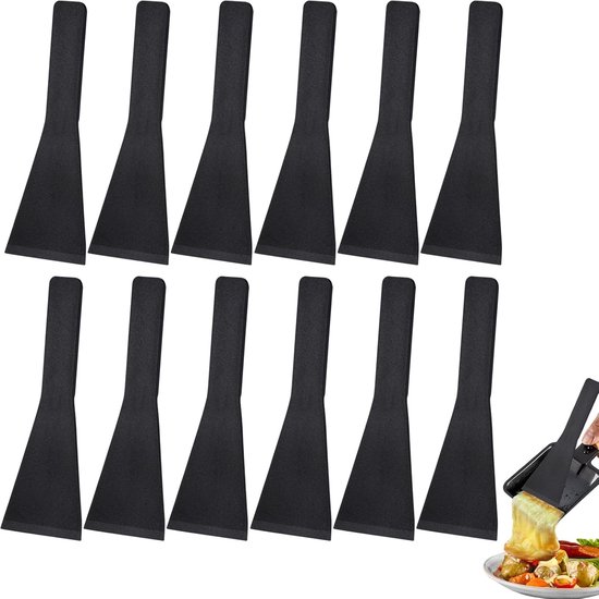 12 Stuks Anti Aanbak Pannenschep, Nylon Hittebestendig Spatels | Kaasaccessoires voor Pannen Antiaanbaklaag Gourmetplaat Koekenpan Kaasspatel Kaasgrills, Gourmetplanken Roomkaaspatel