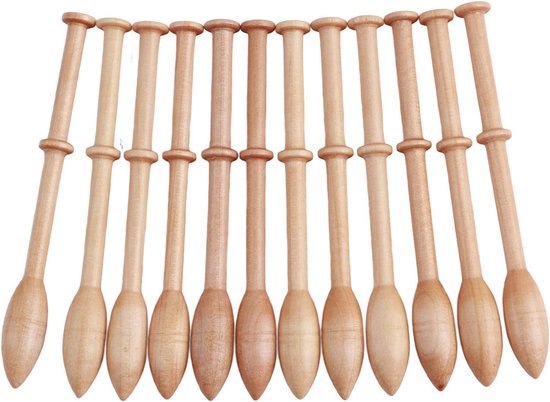 12 Stuks Houten Kantklosjes, Antiek Vintage Handwerk Gereedschap voor Breien, Haken en DIY Projecten zoals Truien, Mutsen en Sjaals