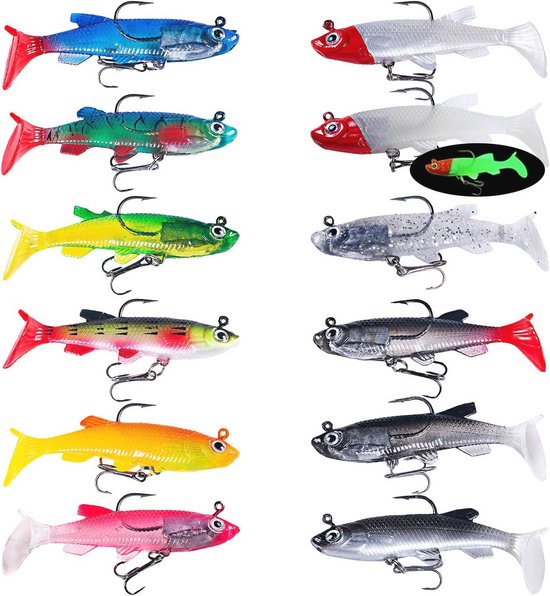 12 Stuks Kunstaas Set voor Zeevissen met Dubbele Haken van Merkloos