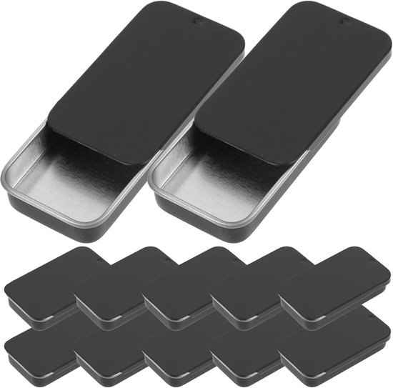 12 Stuks Mini Zwarte Opbergdoosdeksels Snoepblikken Snackdozen Metalen Draagbare Metalen Blikken Met Deksels