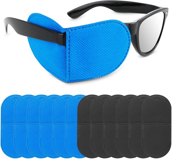 12 stuks ooglapjes voor bril, herbruikbare niet-geweven stof ooglapje medisch voor volwassen kinderen links rechts oog, ooglapje voor bril, traktatie lui oog amblyopie scheelzien voor linker- en