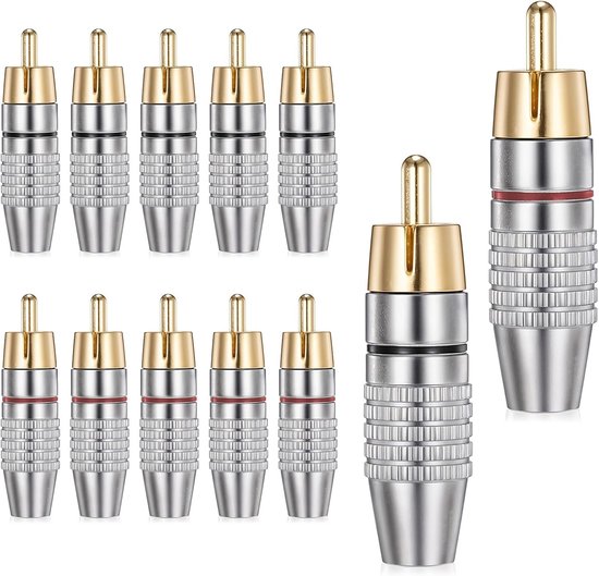 12 Stuks RCA Loodverbindingen voor Audio- en Videoapparatuur, Hoge Kwaliteit en Betrouwbaarheid