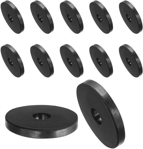 12 stuks rubberen sluitringen, rubberen afstandhouders, zwarte afstandshulzen, 40 mm buitendiameter x 10 mm binnendiameter x 5 mm hoogte, ronde dikke rubberen schijven