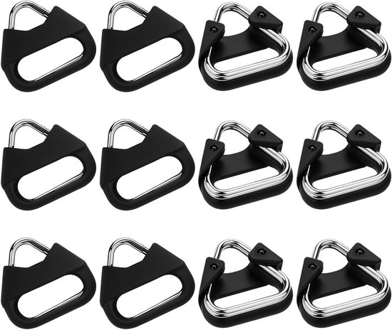 12 Stuks RVS Driehoekige Splitringen, Geschikt als Camera Strap Adapter, Met Plastic Kap voor Schouderriem en Lanyard