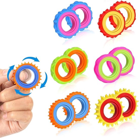 12 stuks stille fidget-speelgoedset, sensorisch autisme voor speelgoed, sensorische fidget-ring siliconen, ADHD-hulpmiddel voor kinderen en volwassenen bij autisme, anti-stress speelgoed ter