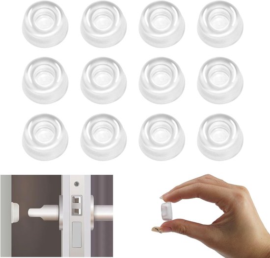 12 Stuks Transparante Rubber Deurstopper met Zelfklevende Buffers, 22mm Elastische Rondjes voor Bescherming en Geluiddemping