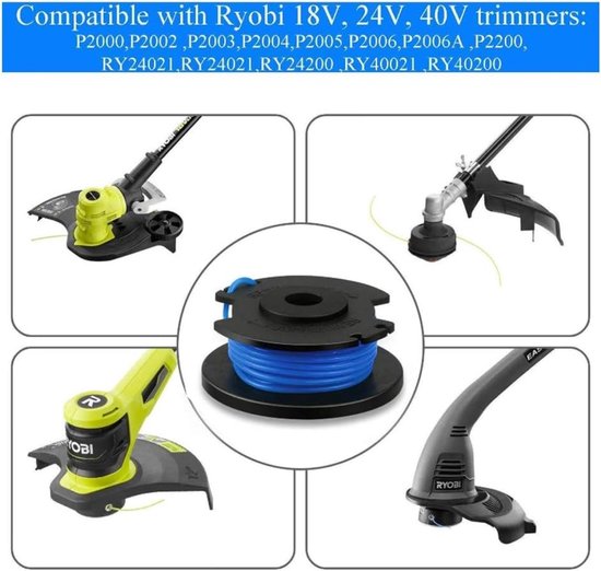 12 Stuks Vervangende Spoel Draad voor Draadmaaiers - 0,07 Inch Auto Feed Draad voor Ryobi One+ 18V, 24V en 40V - Ideaal voor Tuinonderhoud en Onkruidbestrijding