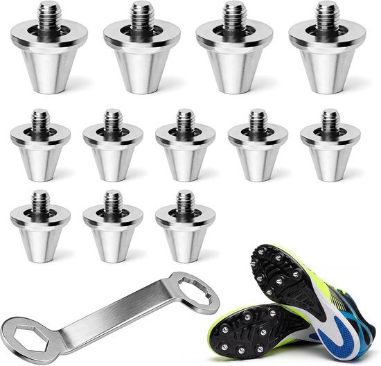 12 stuks voetbalschroefpinnen compatibel met Nike, reservemutels set [4 x 13 mm + 8 x 11 mm] incl. noppensleutel voor voetbalschoenen, universele schroefdraad voor zachte ondergrond