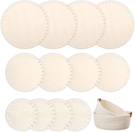 12 Stuks Zakbodem voor Haken - Gehaakte Mandbodem Ronde Set 10/15/20 cm - Mand, Woondecoratie, DIY Knutselen, Weefbenodigdheden