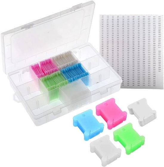 120 Stuks Gekleurde Plastic Draadspoelen voor Borduren, Organizer voor Borduurthread met Opbergdoos en Nummerstickers, Ideaal voor Naaien en Opslag van Katoen Draad