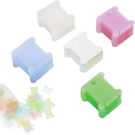 120 Stuks Plastic Spoelen met Bord voor Draad Winden - Ideaal voor Borduren en Handwerken van Merkloos