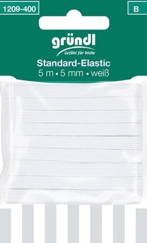1209-400 Standaard elastiek wit 5 m x 5 mm
