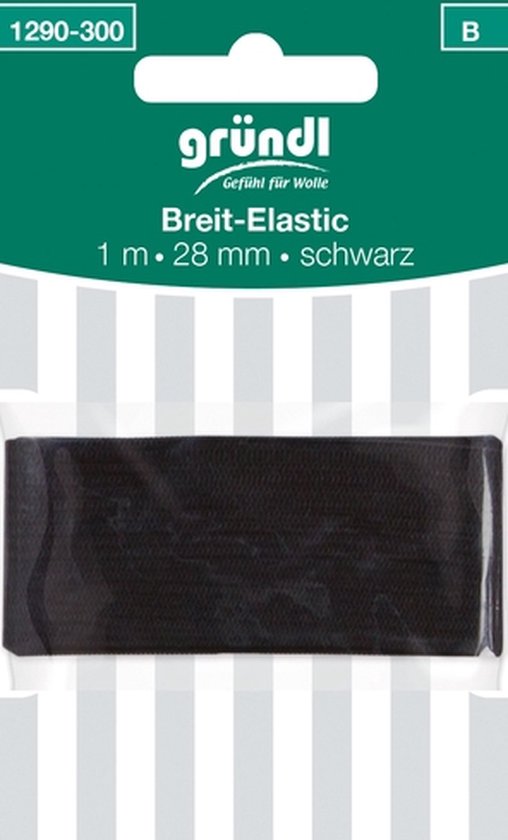 1290-300 Breed elastiek 1m x 28mm zwart van Merkloos