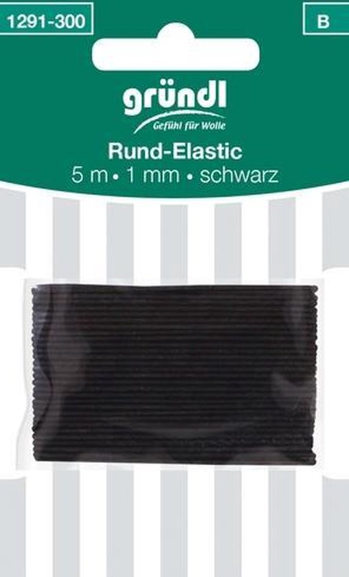 1291-300 Koordelastiek 5m x 1mm zwart van Merkloos