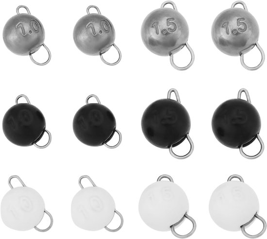 12x Tungsten Cheburashka Visloodjes 1G/1.5G - Zilver/Zwart/Helder