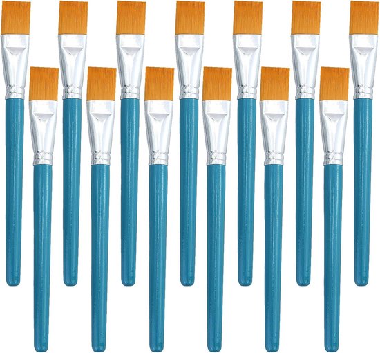 13 stuks kwasten, acrylverf, platte acrylkwasten, 24 mm brede grote nylon kwasten, gedetailleerde kwasten, blauwe kwastenset, voor kunstenaars, volwassenen, studenten, acrylschilderen, olieschilderen,