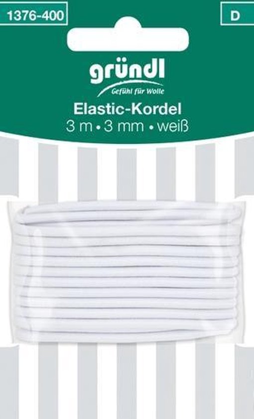 1376-400 Elastisch koord 3mm wit 3mtr