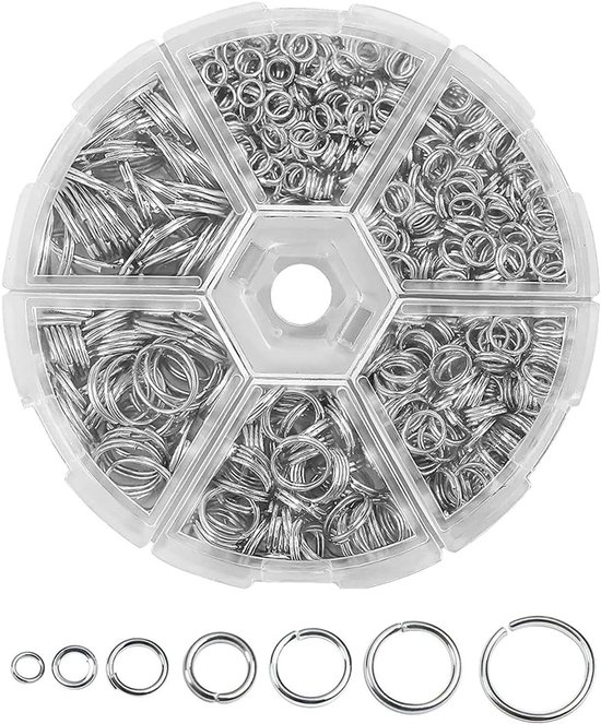 1390 Stuks Jump Rings en Split Rings, Zilveren Metaalringen voor Kettingen, Armbanden en DIY Sieraden, Ideaal voor Sieraden Maken en Creatieve Projecten