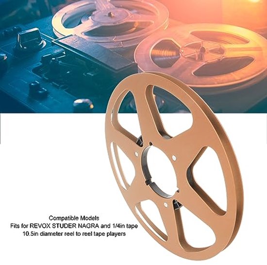 1/4 10.5 Inch Nab Take Up Reel to Reel Tape, Open Reel AudioTakeup Reel for REVOX Studer, Empty Aluminum Recording Tape Reel to Reel Recorder Accessory for Nab (Gold)