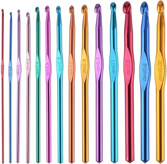 14-delige Haaknaalden Set van Multikleurig Aluminium voor Beginners en Professionals - Perfect voor Breien en Haken van Merkloos
