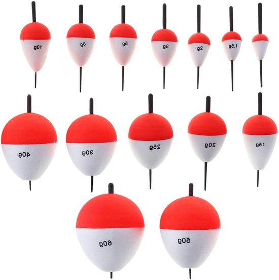 14-delige set hard schuim dobbers voor vissen, rode en witte bobbers, ideaal voor crappie, panfish en snoekvisserij van Merkloos