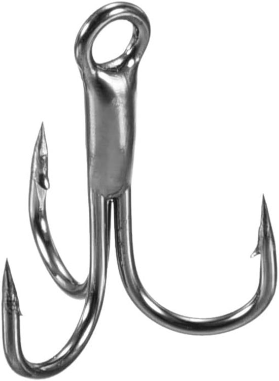14# Treble Fish Hooks - 50 Pack - 0.4" L - Carbon Steel - Sharp Round Bend Hook - Triple Barbed Hook voor Freshwater en Saltwater - Zwart