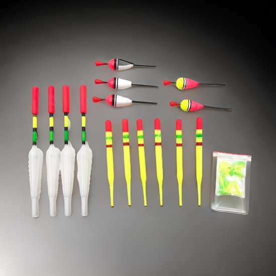 15 Delige Set - Vis Dobber Set - Vissen - Aas - Dobbers – Set van 15 visdobbers – vissen – Verschillende maten en stijlen – verschillende aas en technieken – Duurzaam en betrouwbaar – visaccessoires – Compleet set van MPMD