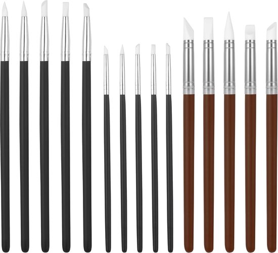 15-delige siliconen penselenset voor schilderen op nummer, rubberen penseel, modelleerpenseel, doe-het-zelf kunst, nagelkunst, schildergereedschap, acrylaccessoires
