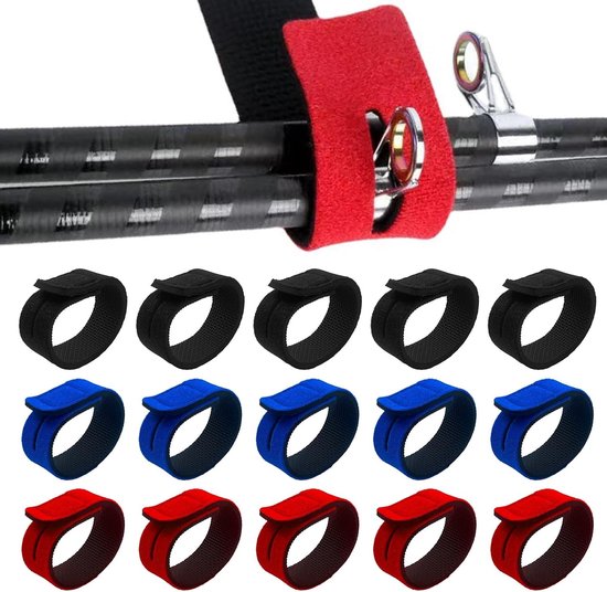15-delige Verstelbare Visriem Set, Elastische Visriemen voor Spin- en Vliegvissen, Dikte 0.3cm, Verkrijgbaar in Rood, Blauw en Zwart