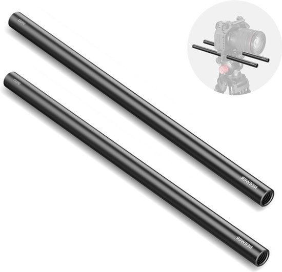 15 mm Staaf (30 cm Lang, Verpakking van 2) - Aluminiumlegering - Uitschuifbare 15 mm Verlengstangen - Schouder Rig - Video Rig Basisplaat SR023. van Merkloos