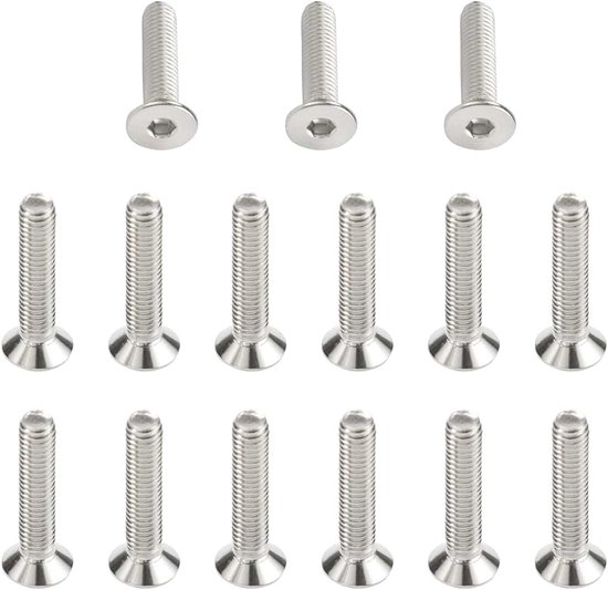 15 stuks M8-schroeven, kastaccessoires, roestvrijstalen schroeven, inbusschroeven, verzonken kopschroeven voor machines, M8-bouten, omgekeerde schroefdraad, M8-verzonken kopschroeven