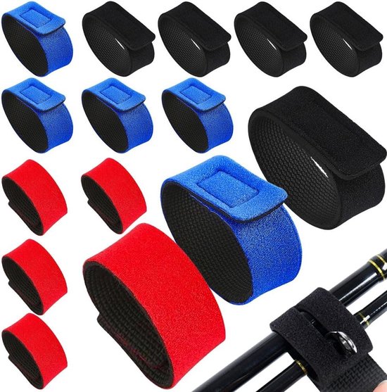 15 Stuks Verstelbare Vissersbanden, Elastische Vissersaccessoires en Kabelbinders voor Viss rods en Hengelsport