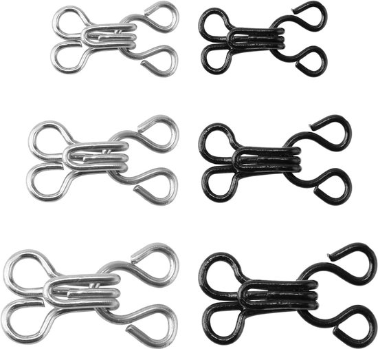 150 Sets Sewing Hooks and Eyes Closure, Bra Hooks Replacement 12.5/14/17mm Hook and Eye Closure for Clothes Pants - ShopVlot