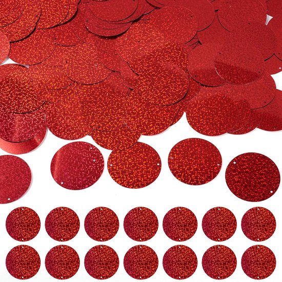 150 Stuks 52mm Grote Loose Sequins - Glitter Pailletten voor Borduren, Haken en Sieraden Maken, Donkerrood