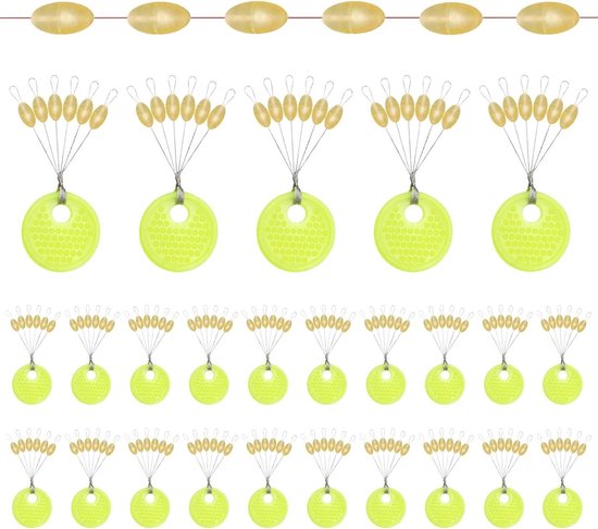 150 stuks bobberstoppers rubberen stoppers voor vissen - visdobbers en visaccessoires - 6-in-1 kralen koordstopper forelstoppers zinkstops - ovaal dobbers. van Merkloos