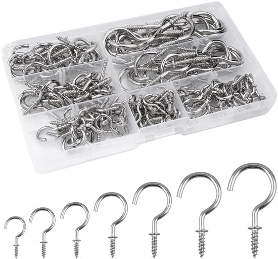 150 stuks kleine haken voor schroeven, schroefhaken voor theekopjes, schroefhaken, kopjes, haakschroevenset, vintage plafondhaken voor het ophangen van kopjes, ornament, plafondhaken