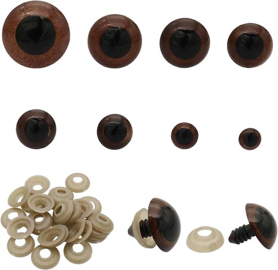 150Pcs 10-30mm Bruin Grote Plastic Veiligheid Ogen Craft Veiligheid Ogen Diy Ogen Met Wasmachines Voor Pluche Dier Teddybeer Pop Poppen Ambachten