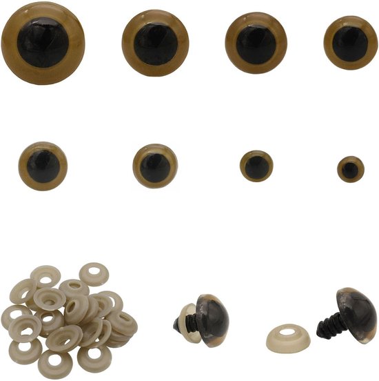 150Pcs 10-30Mm Gouden Grote Plastic Veiligheid Ogen Craft Veiligheid Ogen Diy Ogen Met Wasmachines Voor Pluche Dier Teddybeer Pop Poppen Ambachten