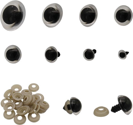 150Pcs 10-30mm Transparante Grote Plastic Veiligheid Ogen Craft Veiligheid Ogen Diy Ogen Met Wasmachines Voor Pluche Dier Teddybeer Pop Poppen Ambachten