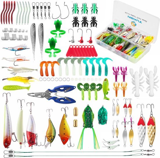 155 stuks visaas visaccessoires - spinner VIB - haken - draaischarnieren - tangen - zoetwater-zoutwatervissen van Goture