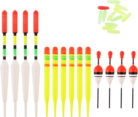 15pcs Fishing Float Tackle Set - Sea Fishing Floats - Vertical Buoy Bobber - Assorted Size Fishing Bobbers - Fishing Accessories van Merkloos