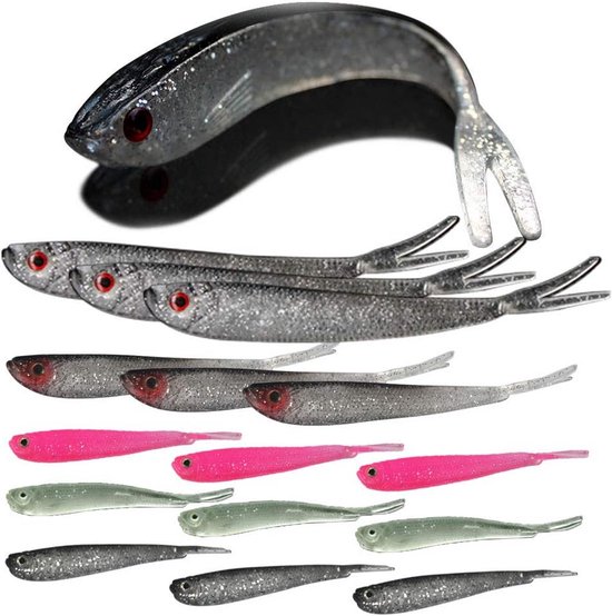 15x Zachte Siliconen Kunstaas Set: Realistische Regenwormen voor Vissen van Merkloos