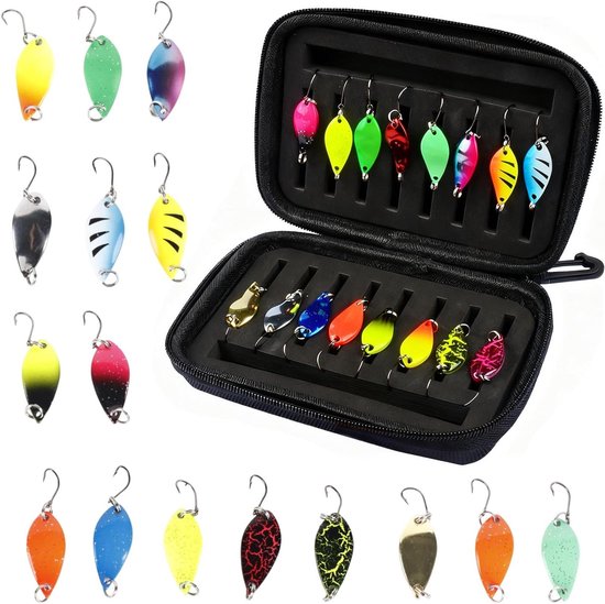 16-delige Vissersset met Kunstaas Spoons, Spinners, Blinkers - Forel Baars Snoekbaars - Kunstaasbox Inbegrepen.