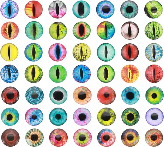 16 mm Dragon Eyes, 100 stuks ronde glazen ogen dieren gehaakte ogen voor klei pop maken ambachtelijke doe-het-zelf bevindingen sieraden maken, mix kleuren