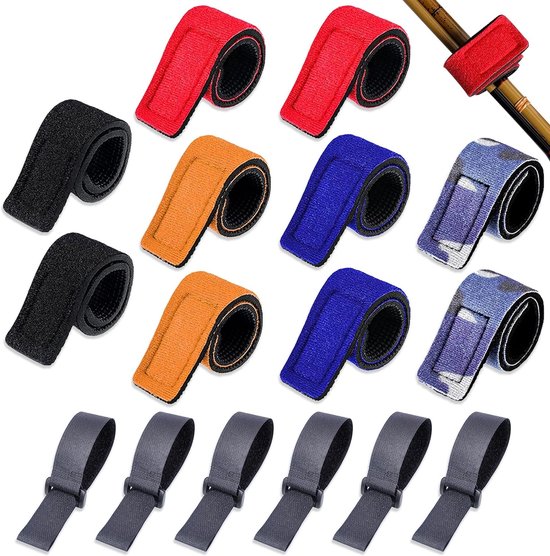 16 Stuks Elastische Vistraps, Antislip Riemen voor het Bevestigen van Visspullen en Hengels, Ideaal voor Spinning en Zeevisserij