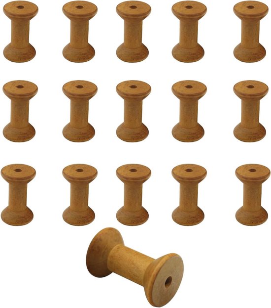 16 Stuks Retro Houten Lege Spoelen voor Naaiwerk - Duurzaam en Handig voor DIY Projecten en Creatieve Naaiprojecten
