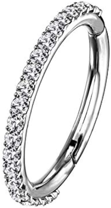 16G 14G 6/8/10/12 mm Kraakbeen oorbelring roestvrij staal kubische zirkoon-lijn helix oorbelring ringvormige oorbel en piercings sieraden, Roestvrij staal, Zirkonia