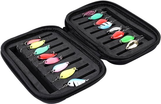 16PCS Kunstaas Spinner Set Visgerei Visgerei Accessoires Met Opbergdoos Voor Snoek Snoekbaars Forel